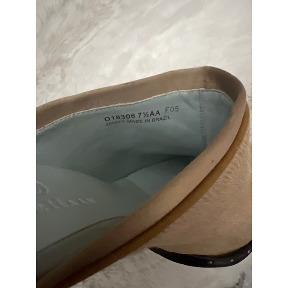 Cole Haan Tan Fur Studded closed Toe Block Heel Mule Sandals Women's Size 7.5AA - Picture 7 of 13